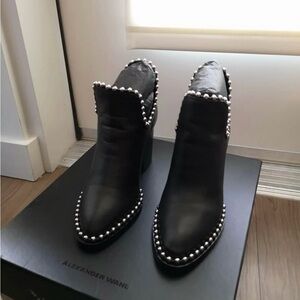Alexander Wang Black Ankle Boots with Silver Studs